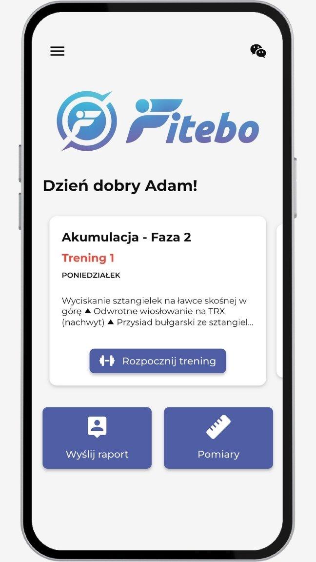ekran główny aplikacji fitebo companion dla podopiecznych